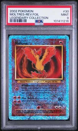 2002 POKEMON LEGENDARY COLLECTION #30 MOLTRES-REVERSE FOIL PSA 9 - Image 3