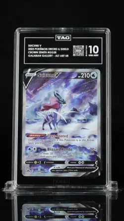 Pokemon 2023 Suicune v GG38/GG70 Crown Zenith Tag 10 Gem Mint - Image 1