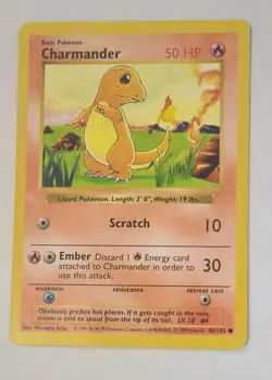 Charmander 46/102 Shadowless Base Set Pokemon Card MP - Image 1
