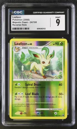 CGC 9 MINT Leafeon 2008 Majestic Dawn 24/100 Reverse Holo Pokemon Card - Image 1
