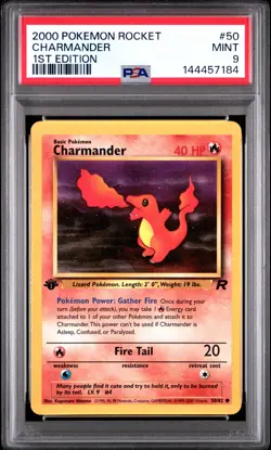 2000 POKEMON ROCKET 1ST ED #50 CHARMANDER PSA 9 - Image 1