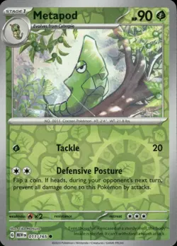 Metapod 011/165 - Reverse Holo - Scarlet & Violet 151 Pokemon TCG NM - Image 1