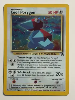 Pokemon TCG RARE Vintage Cool Porygon WoTC Black Star Promo #15 DMG Condition - Image 1