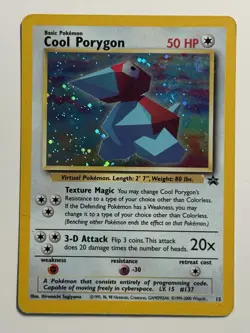 Pokemon TCG RARE Vintage Cool Porygon WoTC Black Star Promo #15 DMG Condition - Image 2