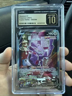 CGC Pristine 10 Genesect V 255/264 Pokemon Fusion Strike - Image 1