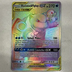 The Pokemon Company Blastoise & Piplup GX 253/236 Cosmic Eclipse Rainbow Rare - Image 1