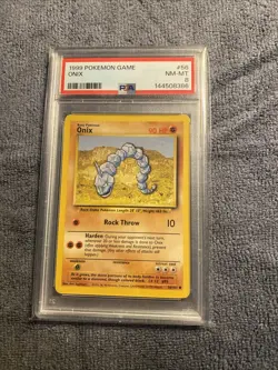 1999 POKEMON BASE SET UNLIMITED #56 ONIX PSA 8 - Image 1