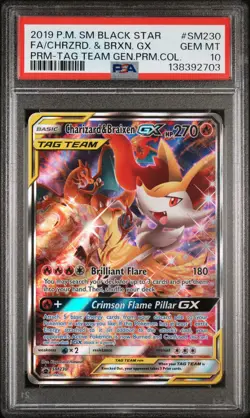 POKEMON BLACK STAR PROMO CHARIZARD & BRAIXEN GX #SM230 PSA 10 Gem Mint 138392703 - Image 1