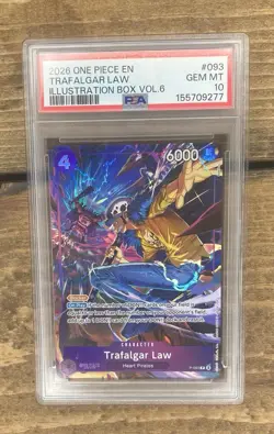 2026 ONE PIECE PROMOS ILLUSTRATION BOX VOL.6 #093 TRAFALGAR LAW PSA 10 - Image 1