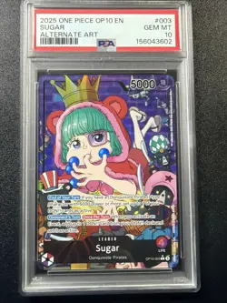 2025 Bandai One Piece Royal Blood Sugar Alt Art Foil EN OP10-003 PSA 10 A3 - Image 1