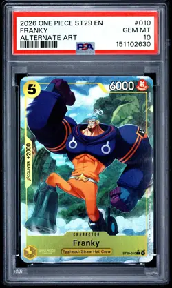 PSA 10 2026 ONE PIECE STARTER DECK ST29 EGGHEAD 010 FRANKY ALTERNATE ART - Image 1