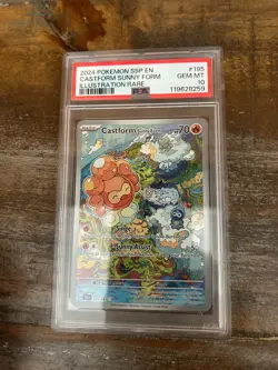 Pokemon 2024 Surging Sparks Illustration Rare CASTFORM SUNNY FORM #195 PSA 10 - Image 1