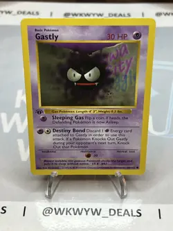 Gastly 50/102 - 1st Edition SHADOWLESS - Pokemon Base Set - WE COMBINE! - Image 1