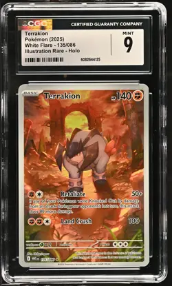 Pokemon GRADED Terrakion 135/086 White Flare IR 9 ENGLISH - Image 1