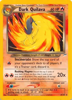 Dark Quilava 39/105 Uncommon Neo Destiny Pokemon Unlimited Moderately Played - Image 1