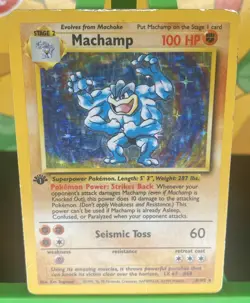 Pokemon TCG Machamp Holo Rare 1st Edition Base Set 8/102 Vintage WoTC 1999 HP - Image 1