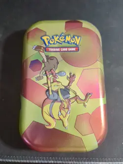 Scarlet & Violet 151 Pokemon Mini Storage Tin: Alakazam and Hitmonlee (empty) - Image 1