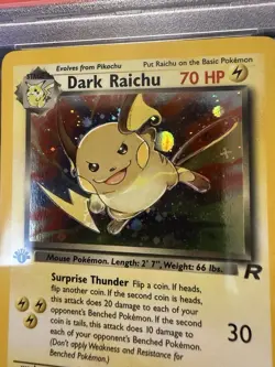 2000 POKEMON ROCKET 1ST EDITION #83 DARK RAICHU-HOLO PSA 7 - Basketball Orb! 🏀 - Image 2
