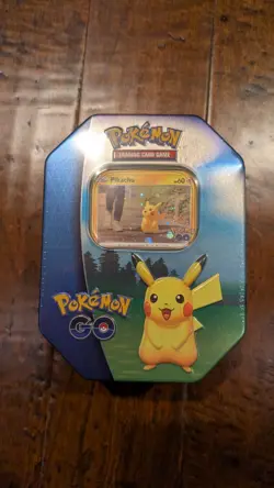 2 Tin Set Pikachu, Blissey Pokemon GO Sealed, Sword And Shield, 4 Booster Packs - Image 1