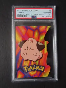 2001 Topps Pokemon PSA 10 Cleffa Johto League Champions Die Cut Embossed #7 - Image 1