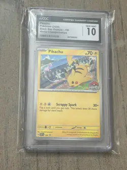 2024 POKEMON SVP EN-SV BLACK STAR PROMO WORLD CHAMPIONSHIPS #190 PIKACHU CGC 10 - Image 1