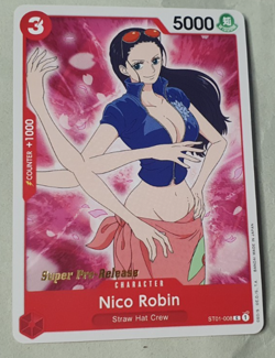 Nico Robin Chara C Super Pre-Release Stamped - NM - One Piece TCG - ST01-008 - Image 1