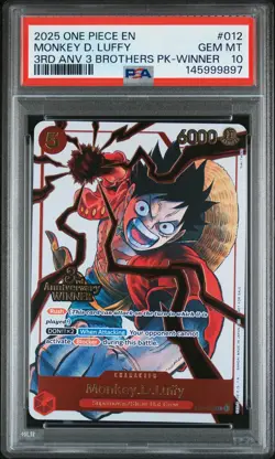 2025 ONE PIECE 3RD ANV TOURNAMENT 3 BROTHERS PACK WINNER MONKEY D. LUFFY PSA 10 - Image 1