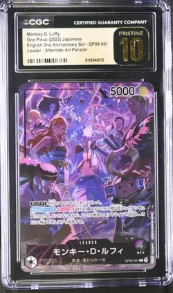 ✨ CGC 10 Pristine Monkey D. Luffy OP09-061 L One Piece 2nd Anniversary Set Jpn - Image 1