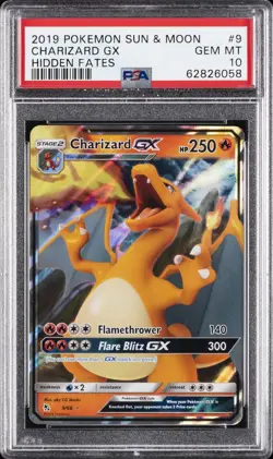 Graded 2019 Pokemon Sm #9 Charizard Gx Hidden Fates Trading Card Game PSA 10 Gem - Image 1