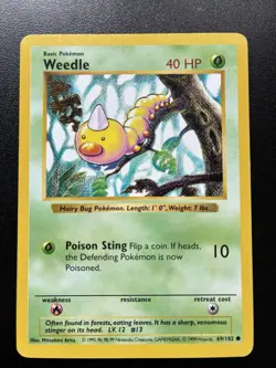 Pokemon Card Weedle 69/102 Shadowless Base Set WOTC - Image 1