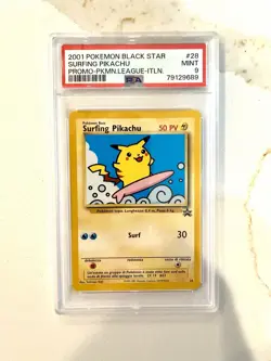 2001 ITALIAN PSA 9 - Pokemon Black Star Surfing Pikachu Promo WOTC - Image 1