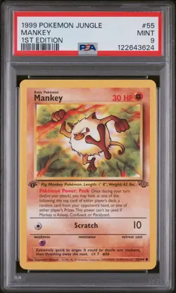 Pokemon - Mankey 55/64 Jungle Regular - PSA 9 MINT Graded Pokemon - Image 1