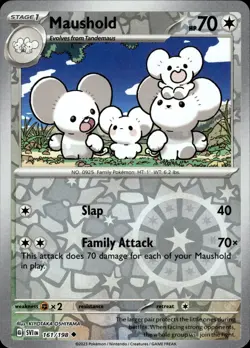 Maushold 161/198 Uncommon Scarlet & Violet Pokemon Reverse Holo Near Mint - Image 1