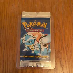 1999 Pokemon Unlimited Base Set Booster Pack Blastoise Artwork Empty Wrapper VGC - Image 1