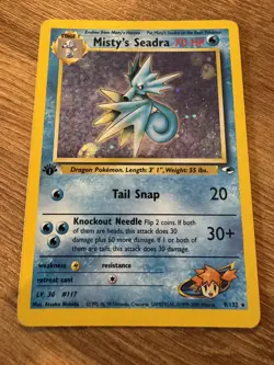 Misty’s Seadra Holo Rare 1st Edition Gym Heroes 9/132 WOTC Vintage Pokemon - Image 1