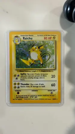 Pokemon TCG Raichu Holo Rare Base Set 14/102 1999 English - Image 1