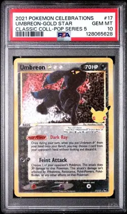 2021 Pokemon Celebrations Umbreon Gold Star 17/17 PSA 10 - Image 1