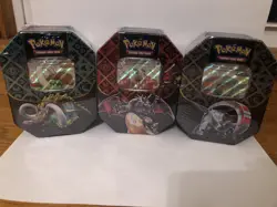 Pokemon Scarlet and Violet Paldean Fates Tins Sealed Complete Set All 3 Tins - Image 1