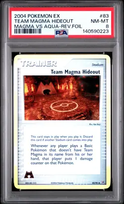 2004 POKEMON EX TEAM MAGMA VS TEAM AQUA TEAM MAGMA HIDEOUT-REVERSE FOIL PSA 8 - Image 1