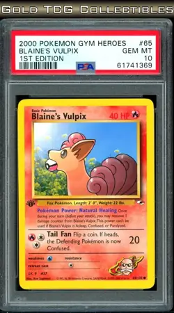 PSA 10 ⭐ Pokemon Blaine's Vulpix 65 1st Edition Gym Heroes Vintage Non-Holo - Image 1
