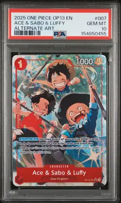 2025 ONE PIECE OP13-CARRYING ON HIS WILL ALTERNATE ART ACE & SABO & LUFFY PSA 10 - Image 1