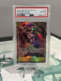 2024 ONE PIECE OP07-500 YEARS IN THE FUTURE ALTERNATE ART PORTGAS D. ACE PSA 10 - Image 1