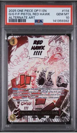 OP11-114 Gum-Gum Fire-Fist Pistol Red Hawk Alt Art English Foil PSA 10 - Image 2