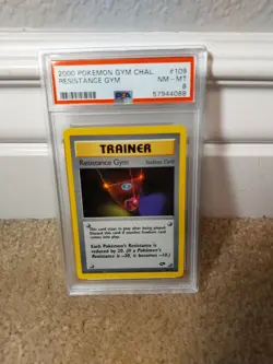 PSA 8 NM-MT 2000 POKEMON GYM CHALLENGE SET RESISTANCE GYM TRAINER CARD 109/132 - Image 1
