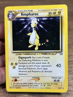 Pokemon TCG Ampharos 1/111 Neo Genesis Unlimited Holo Vintage Card - Image 3