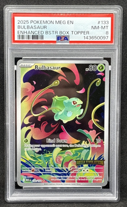 2025 Pokemon MEG EN - Bulbasaur - Enhanced Bstr Box Topper - 133 - PSA 8 - Image 1