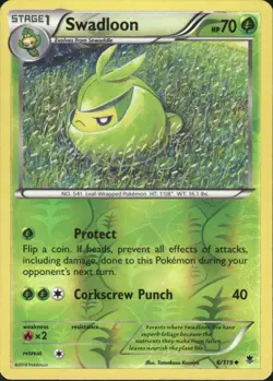 SWADLOON 6/119 PHANTOM FORCES UNCOMMON REVERSE HOLO POKEMON TOMOKAZU KOMIYA - Image 1