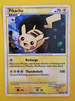 Pikachu HGSS03 *W/ HOLO SWIRL* Pokemon TCG: 2010 HGSS Black Star Promo LP - Image 1