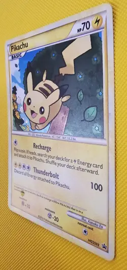 Pikachu HGSS03 *W/ HOLO SWIRL* Pokemon TCG: 2010 HGSS Black Star Promo LP - Image 3