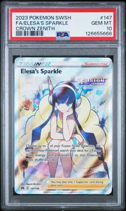 2023 POKEMON SWORD & SHIELD CROWN ZENITH #147 FULL ART/ELESA'S SPARKLE PSA 10 - Image 1